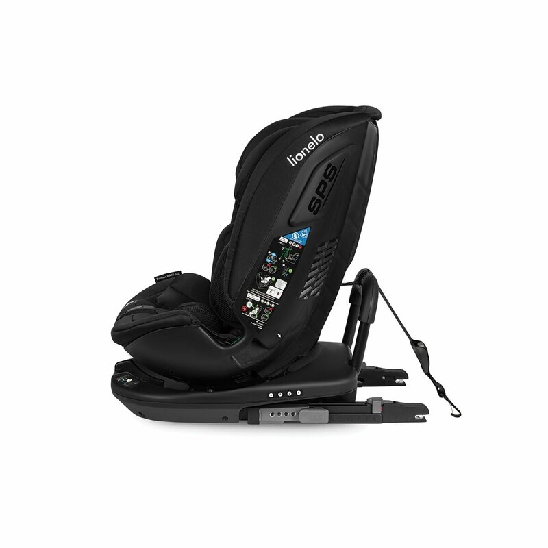 Lionelo - Scaun auto Bastiaan RWF i-Size, Pozitie de somn, Protectie laterala, Rotire 360 grade, 0-36 Kg, Cu Isofix si Centura Top Tether, Conform cu standardul european de securitate ECE R129, Negru