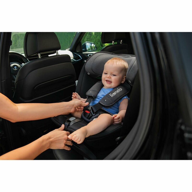 Lionelo - Scaun auto Bastiaan RWF i-Size, Pozitie de somn, Protectie laterala, Rotire 360 grade, 0-36 Kg, Cu Isofix si Centura Top Tether, Conform cu standardul european de securitate ECE R129, Negru
