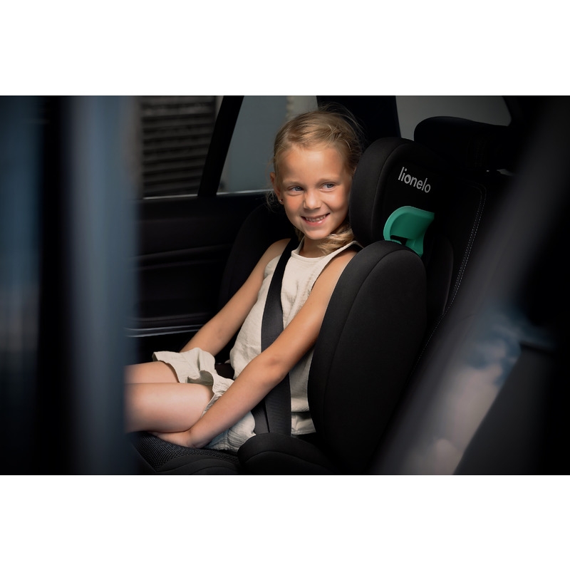 Lionelo - Scaun auto, Hugo i-Size, Universal, Orientare in directia sensului de mers, Reglabil, Conform standardului de securitate R129, 100-150 cm, 4-12 ani, Negru