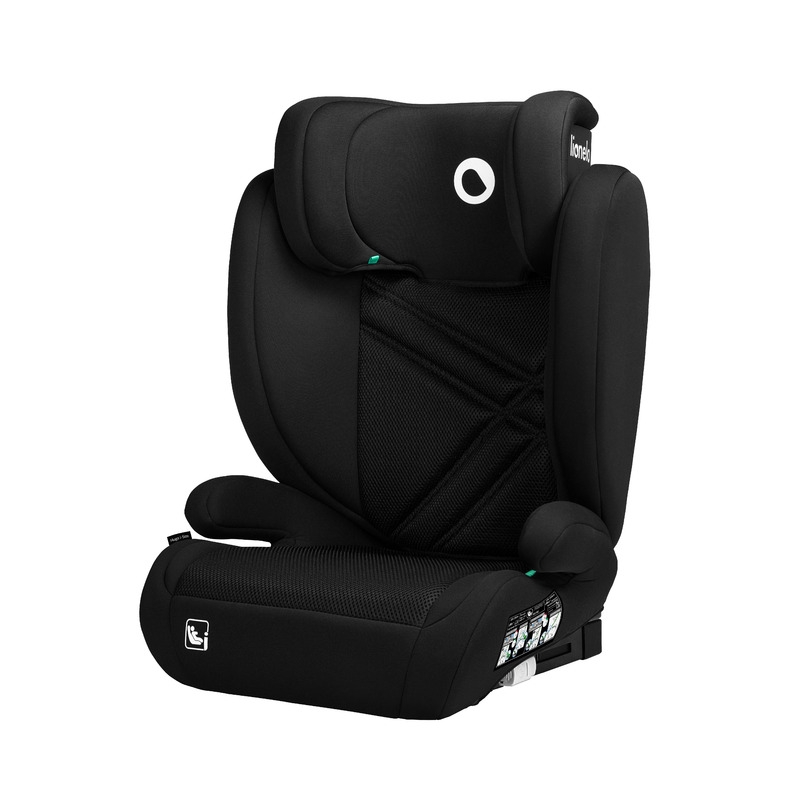 Lionelo - Scaun auto, Hugo i-Size, Universal, Orientare in directia sensului de mers, Reglabil, Conform standardului de securitate R129, 100-150 cm, 4-12 ani, Negru