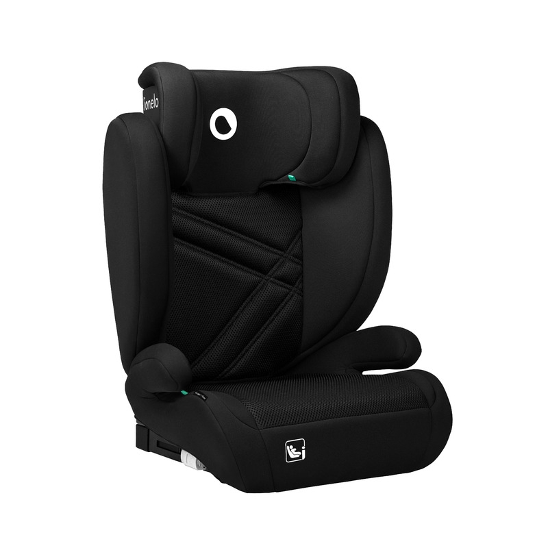 Lionelo - Scaun auto, Hugo i-Size, Universal, Orientare in directia sensului de mers, Reglabil, Conform standardului de securitate R129, 100-150 cm, 4-12 ani, Negru