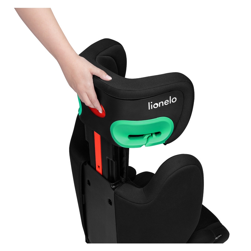 Lionelo - Scaun auto, Hugo i-Size, Universal, Orientare in directia sensului de mers, Reglabil, Conform standardului de securitate R129, 100-150 cm, 4-12 ani, Negru