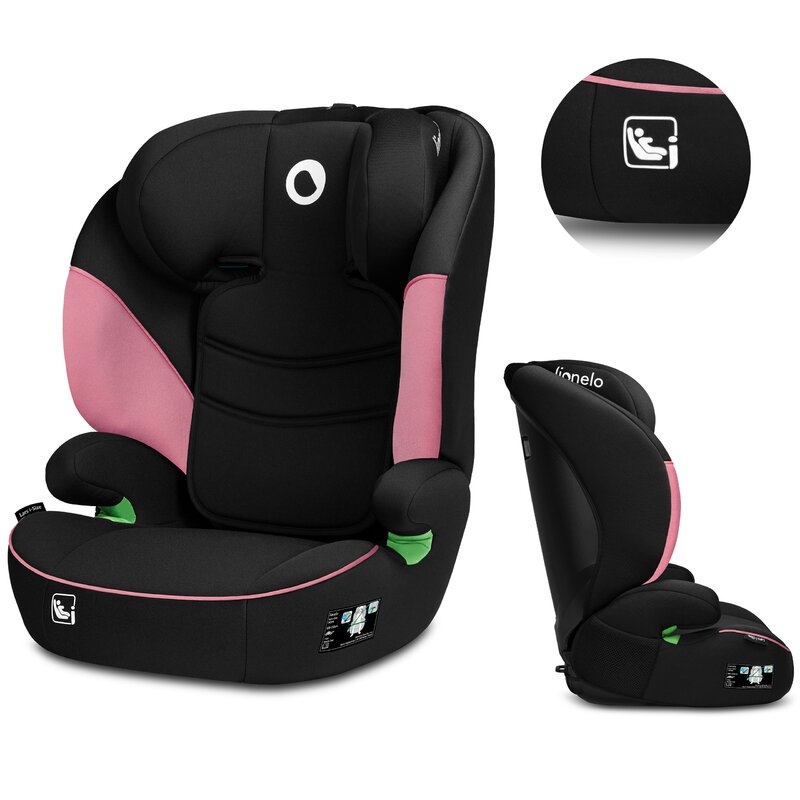 Lionelo - Scaun auto Lars i-Size, Cu tetiera reglabila in 10 pozitii, Cu pozitionare spre sensul de mers, 15-36 Kg, 100-150 cm, Conform cu standardul european de securitate ECE R129/03, Roz