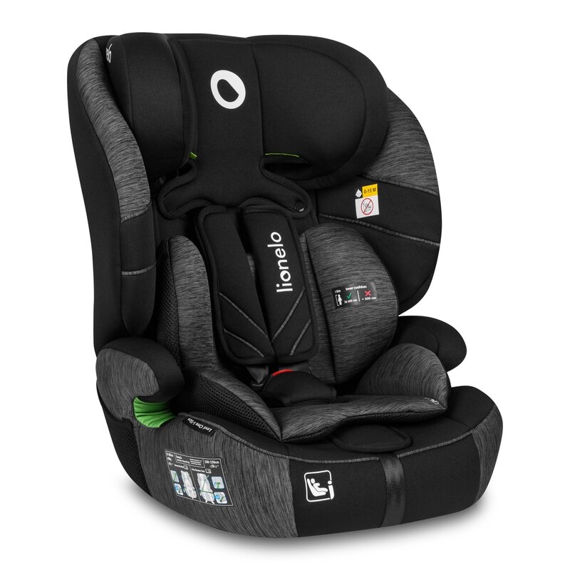 Lionelo - Scaun auto, Levi One i-Size, Universal, Instalare FWF, Cu tetiera reglabila in 10 pozitii, Cu spatar detasabil, 76-150 cm, Conform cu R129, Gri