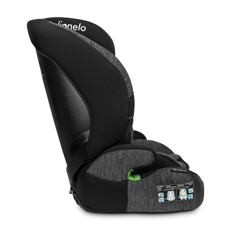 Lionelo - Scaun auto, Levi One i-Size, Universal, Instalare FWF, Cu tetiera reglabila in 10 pozitii, Cu spatar detasabil, 76-150 cm, Conform cu R129, Gri