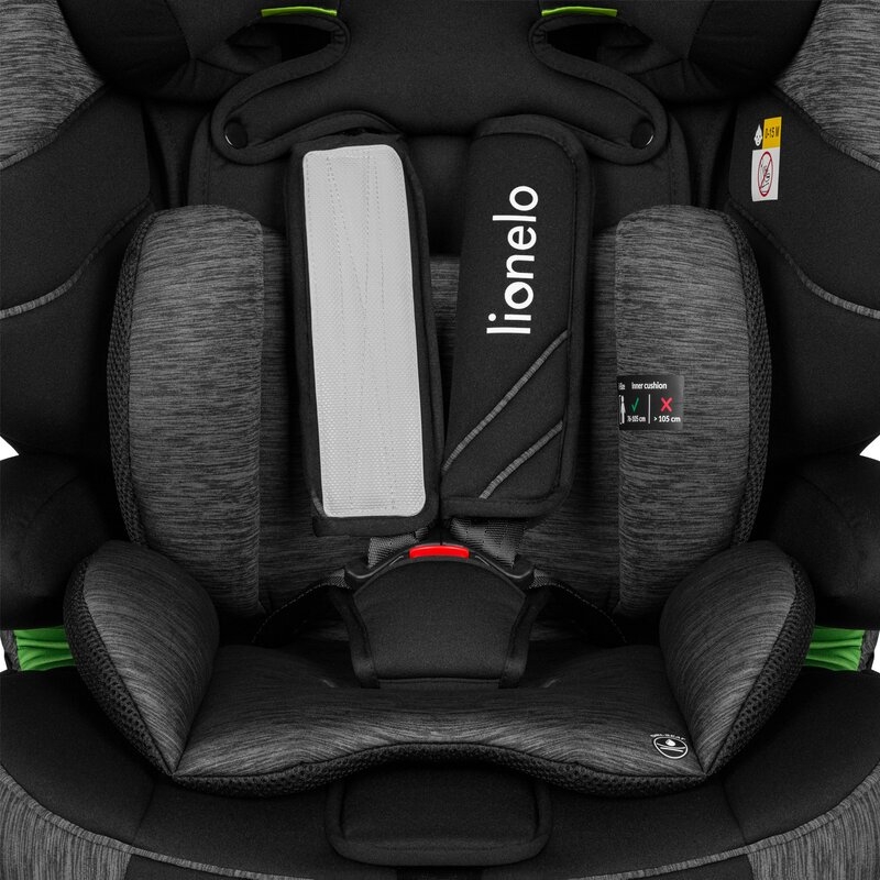 Lionelo - Scaun auto, Levi One i-Size, Universal, Instalare FWF, Cu tetiera reglabila in 10 pozitii, Cu spatar detasabil, 76-150 cm, Conform cu R129, Gri