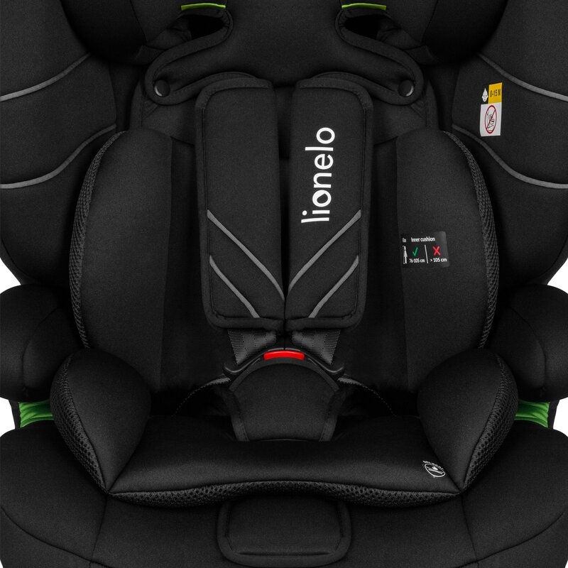 Lionelo - Scaun auto, Levi One i-Size, Universal, Instalare FWF, Cu tetiera reglabila in 10 pozitii, Cu spatar detasabil, 76-150 cm, Conform cu R129, Negru