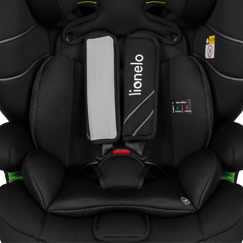 Lionelo - Scaun auto, Levi One i-Size, Universal, Instalare FWF, Cu tetiera reglabila in 10 pozitii, Cu spatar detasabil, 76-150 cm, Conform cu R129, Negru