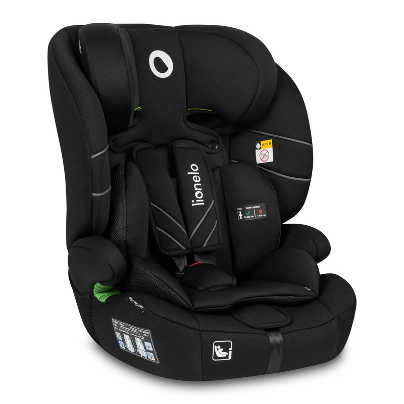 Lionelo - Scaun auto, Levi One i-Size, Universal, Instalare FWF, Cu tetiera reglabila in 10 pozitii, Cu spatar detasabil, 76-150 cm, Conform cu R129, Negru