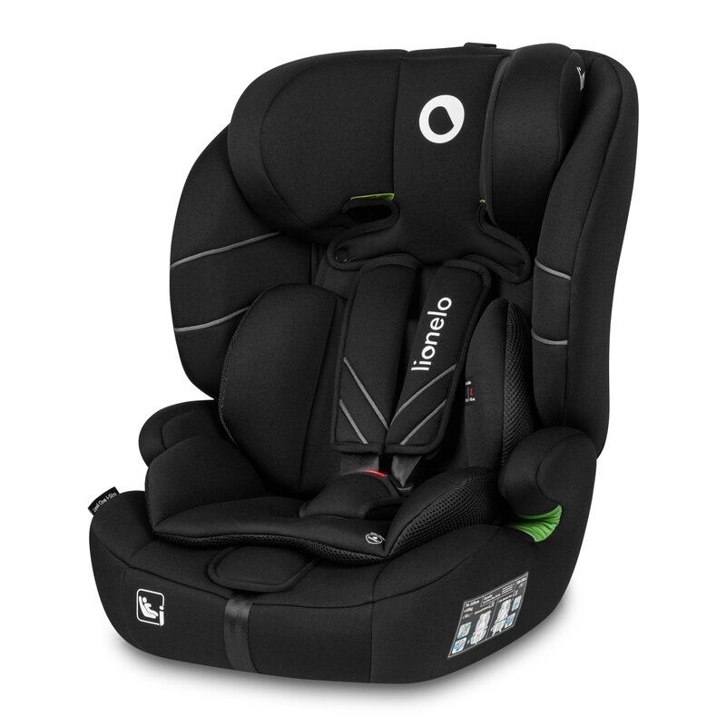 Lionelo - Scaun auto, Levi One i-Size, Universal, Instalare FWF, Cu tetiera reglabila in 10 pozitii, Cu spatar detasabil, 76-150 cm, Conform cu R129, Negru