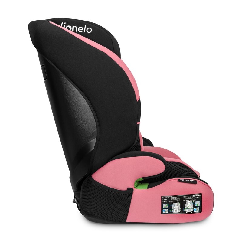 Lionelo - Scaun auto, Levi One i-Size, Universal, Instalare FWF, Cu tetiera reglabila in 10 pozitii, Cu spatar detasabil, 76-150 cm, Conform cu R129, Roz