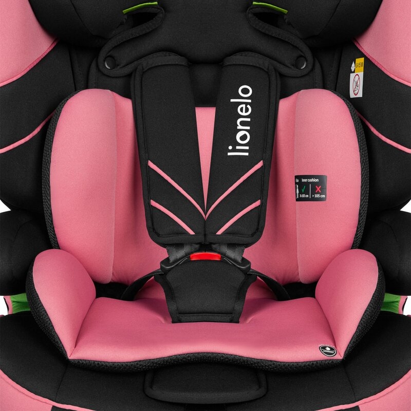 Lionelo - Scaun auto, Levi One i-Size, Universal, Instalare FWF, Cu tetiera reglabila in 10 pozitii, Cu spatar detasabil, 76-150 cm, Conform cu R129, Roz