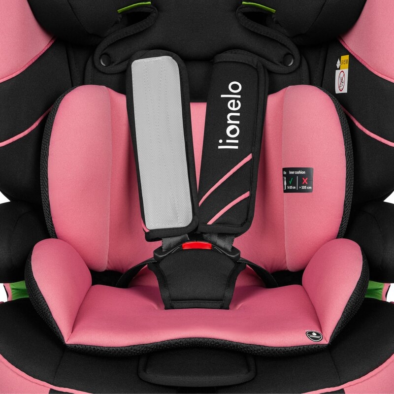 Lionelo - Scaun auto, Levi One i-Size, Universal, Instalare FWF, Cu tetiera reglabila in 10 pozitii, Cu spatar detasabil, 76-150 cm, Conform cu R129, Roz