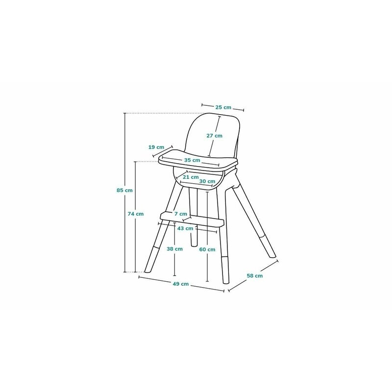 Lionelo - Scaun de masa din fag Koen, 2 in 1, Transformabil, Sustine 30 kg, 6 luni+, Albastru