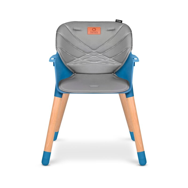 Lionelo - Scaun de masa din fag Koen, 2 in 1, Transformabil, Sustine 30 kg, 6 luni+, Albastru