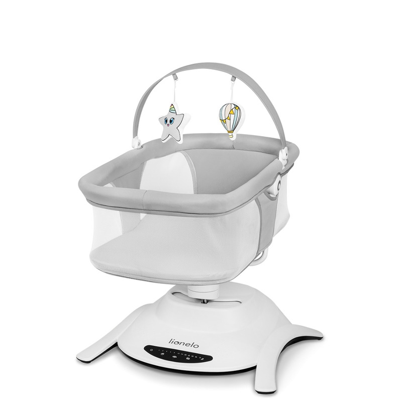Lionelo - Set 2 in 1, Balansoar si landou Bella, Rotative 360, Ecran tactil si telecomanda, Electric, Scaun reglabil, 6 miscari unice, 5 viteze, Cu melodii, Gri