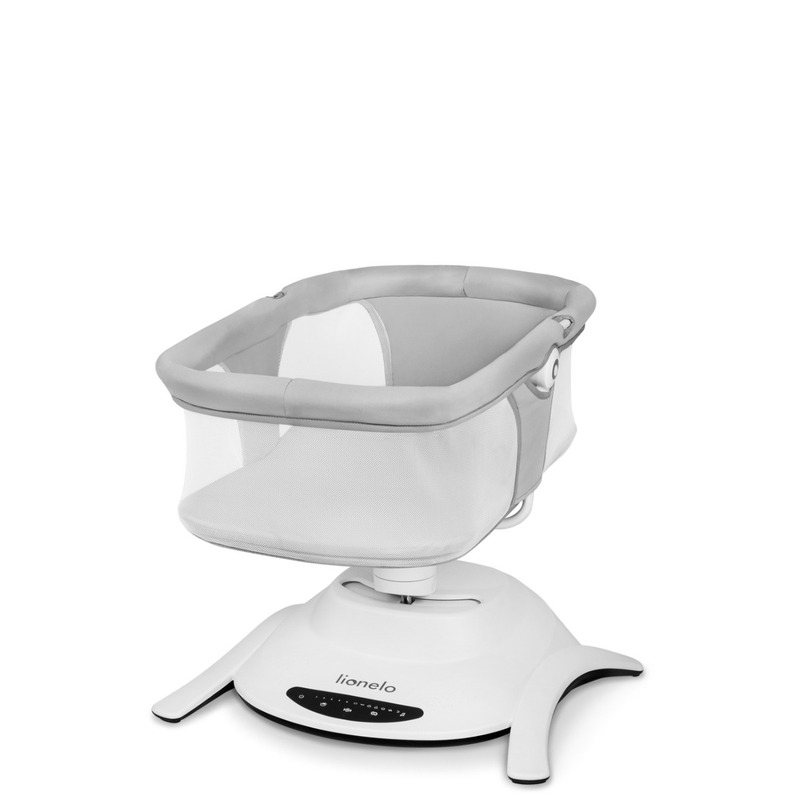 Lionelo - Set 2 in 1, Balansoar si landou Bella, Rotative 360, Ecran tactil si telecomanda, Electric, Scaun reglabil, 6 miscari unice, 5 viteze, Cu melodii, Gri