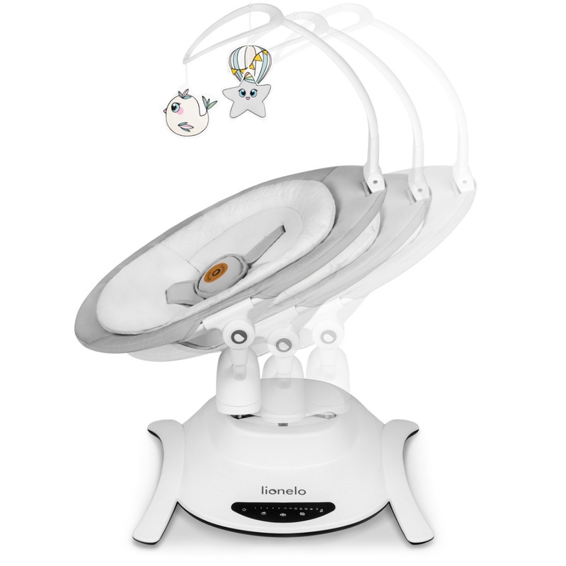 Lionelo - Set 2 in 1, Balansoar si landou Bella, Rotative 360, Ecran tactil si telecomanda, Electric, Scaun reglabil, 6 miscari unice, 5 viteze, Cu melodii, Gri