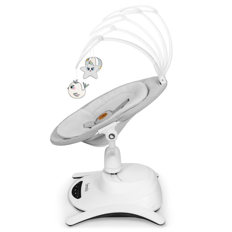 Lionelo - Set 2 in 1, Balansoar si landou Bella, Rotative 360, Ecran tactil si telecomanda, Electric, Scaun reglabil, 6 miscari unice, 5 viteze, Cu melodii, Gri