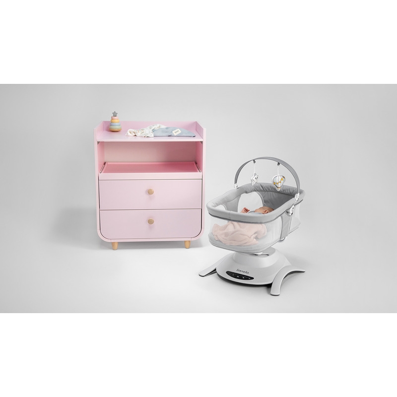 Lionelo - Set 2 in 1, Balansoar si landou Bella, Rotative 360, Ecran tactil si telecomanda, Electric, Scaun reglabil, 6 miscari unice, 5 viteze, Cu melodii, Gri