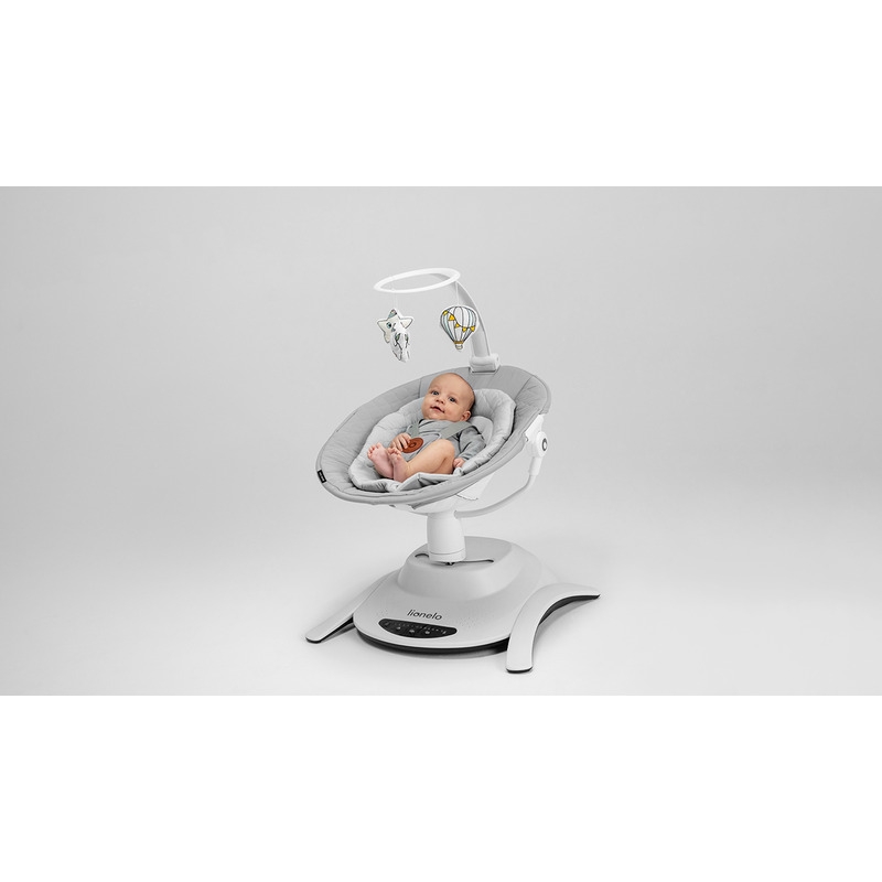 Lionelo - Set 2 in 1, Balansoar si landou Bella, Rotative 360, Ecran tactil si telecomanda, Electric, Scaun reglabil, 6 miscari unice, 5 viteze, Cu melodii, Gri