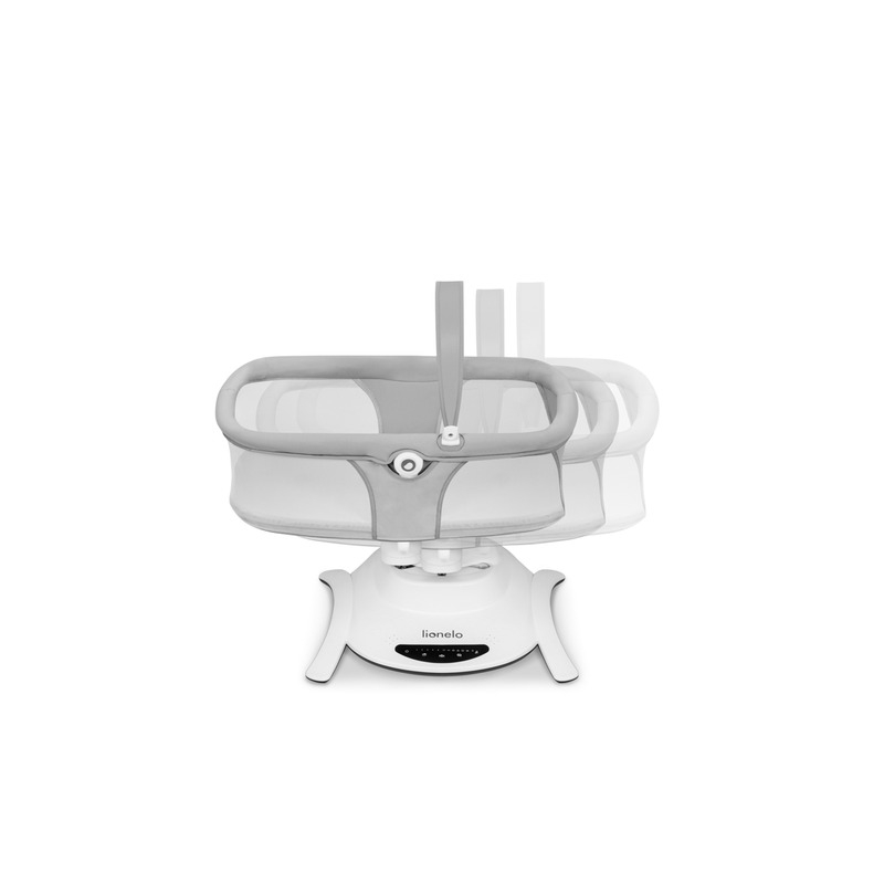 Lionelo - Set 2 in 1, Balansoar si landou Bella, Rotative 360, Ecran tactil si telecomanda, Electric, Scaun reglabil, 6 miscari unice, 5 viteze, Cu melodii, Gri