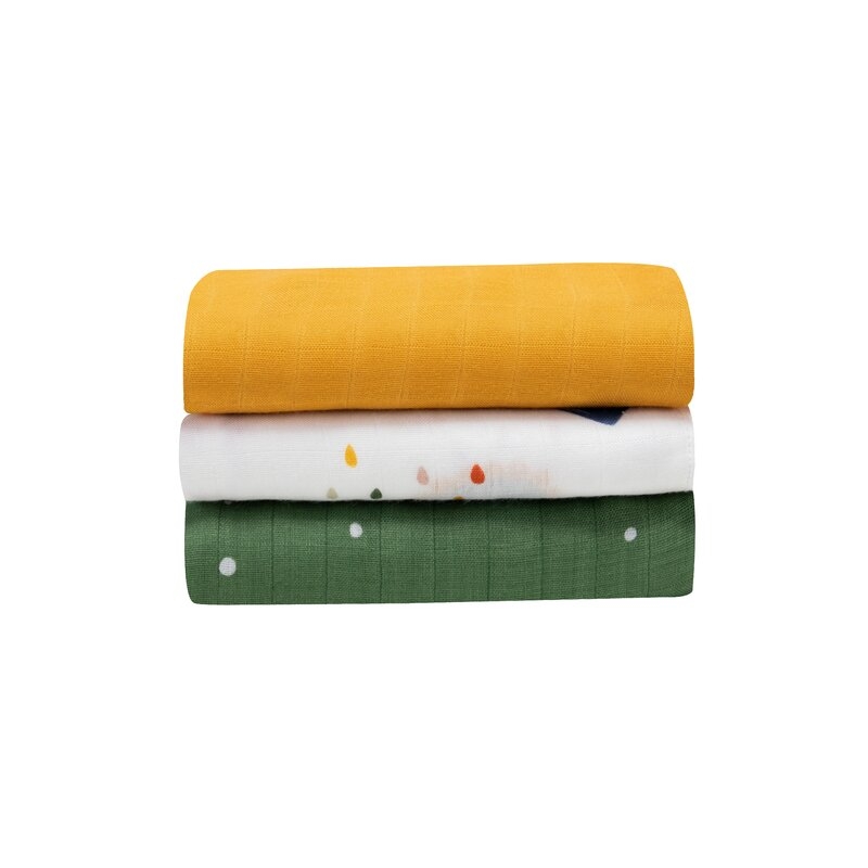 Lionelo - Set 3 scutece multifunctionale Dino, Din Bambus, 70x70 cm, Multicolor