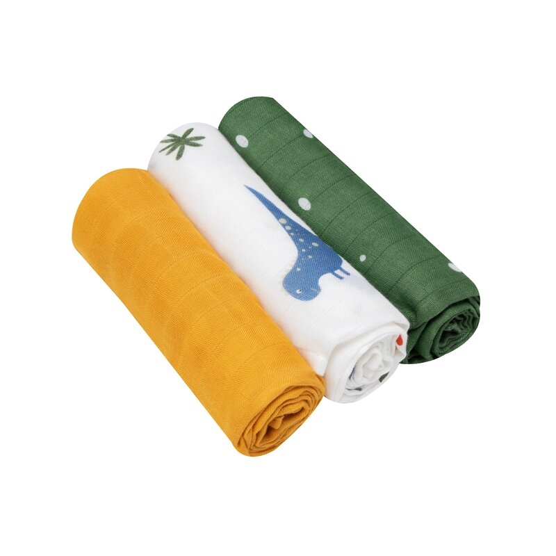 Lionelo - Set 3 scutece multifunctionale Dino, Din Bambus, 70x70 cm, Multicolor
