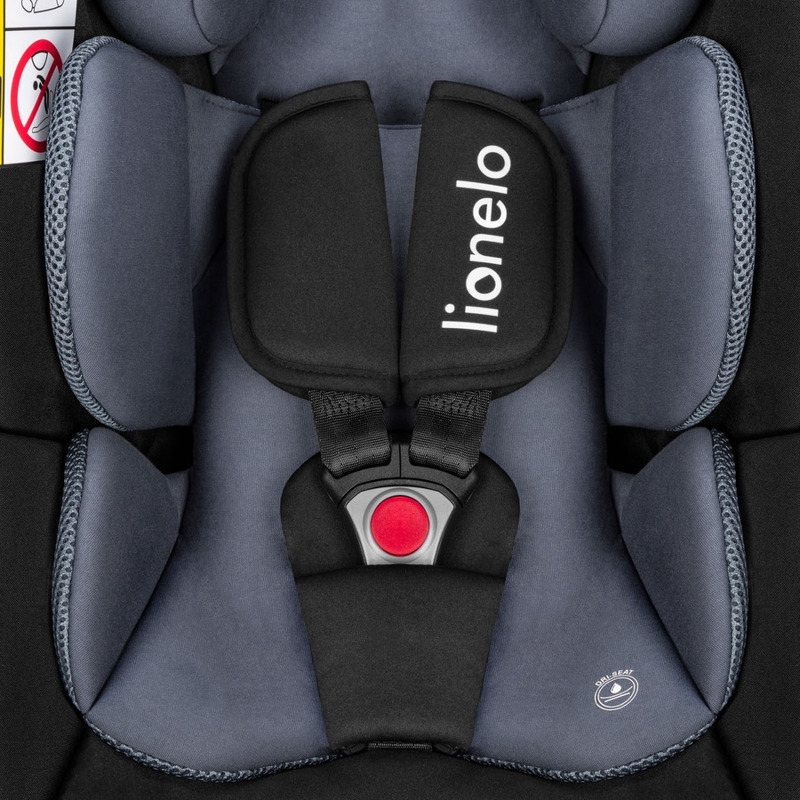 Lionelo - Soica auto i-Size Astrid, 0-13 Kg, 40-87 cm, Cu maner si capotina reglabile, Cu protectie laterala avansata, Salteluta confortabila , Conform cu standardul european de securitate R129, Negru/Gri