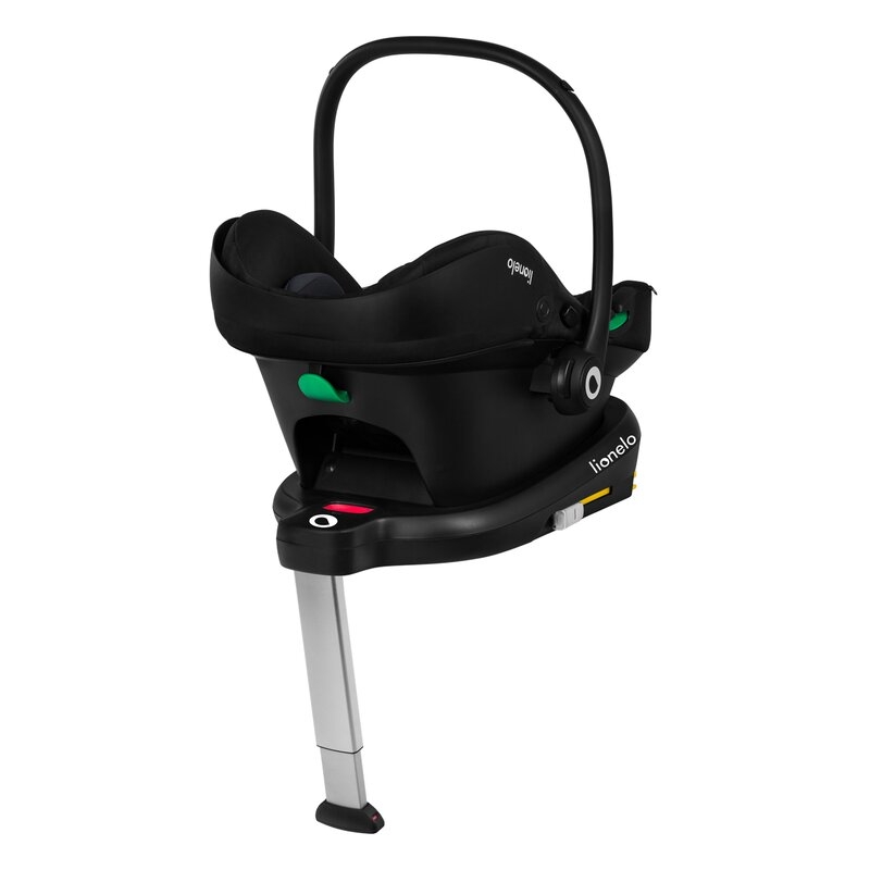 Lionelo - Soica auto i-Size Astrid, Include baza Isofix, 0-13 Kg, 40-87 cm, Cu maner si capotina reglabile, Cu protectie laterala avansata, Salteluta confortabila , Conform cu R129, Negru/Gri