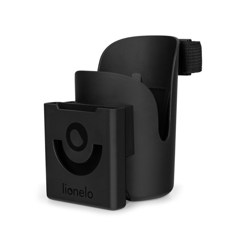 Lionelo - Suport universal pentru biberon/pahar si telefon Ove, Cu sistem de rotire 360, Negru
