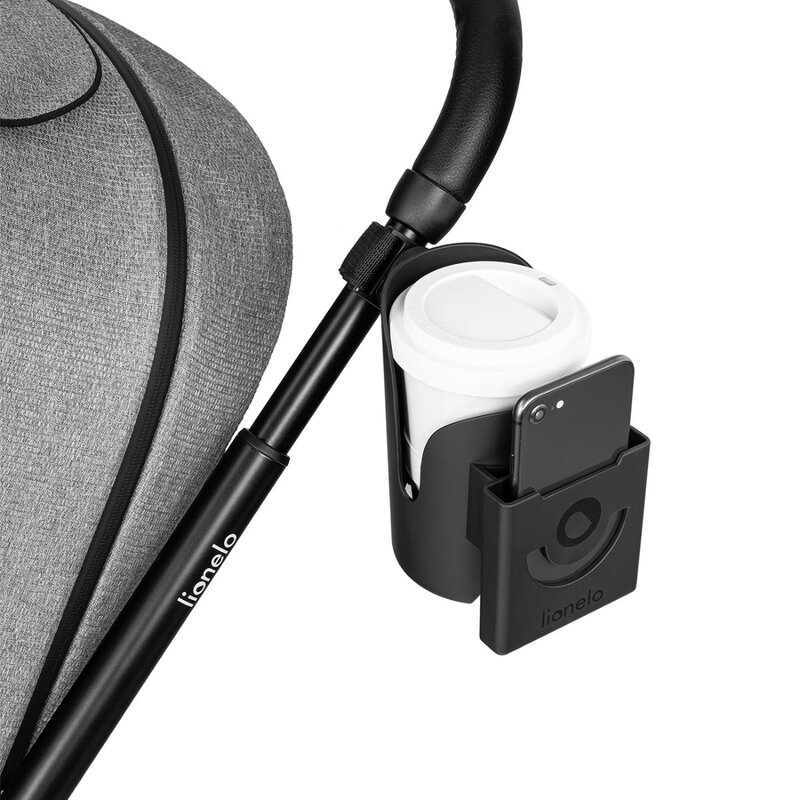 Lionelo - Suport universal pentru biberon/pahar si telefon Ove, Cu sistem de rotire 360, Negru