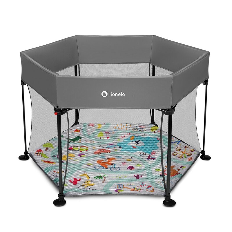 Lionelo - Tarc de joaca Roel, Pliere ultra-compacta, Conform cu standardul europeane de securitate EN12227, Multicolor