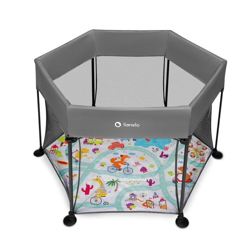 Lionelo - Tarc de joaca Roel, Pliere ultra-compacta, Conform cu standardul europeane de securitate EN12227, Multicolor