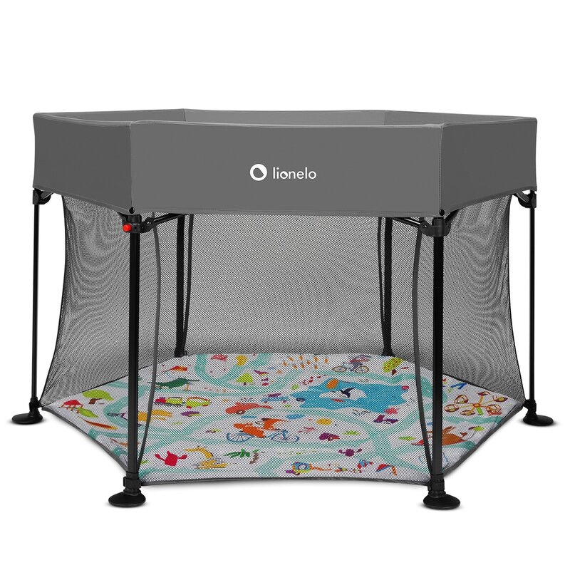 Lionelo - Tarc de joaca Roel, Pliere ultra-compacta, Conform cu standardul europeane de securitate EN12227, Multicolor