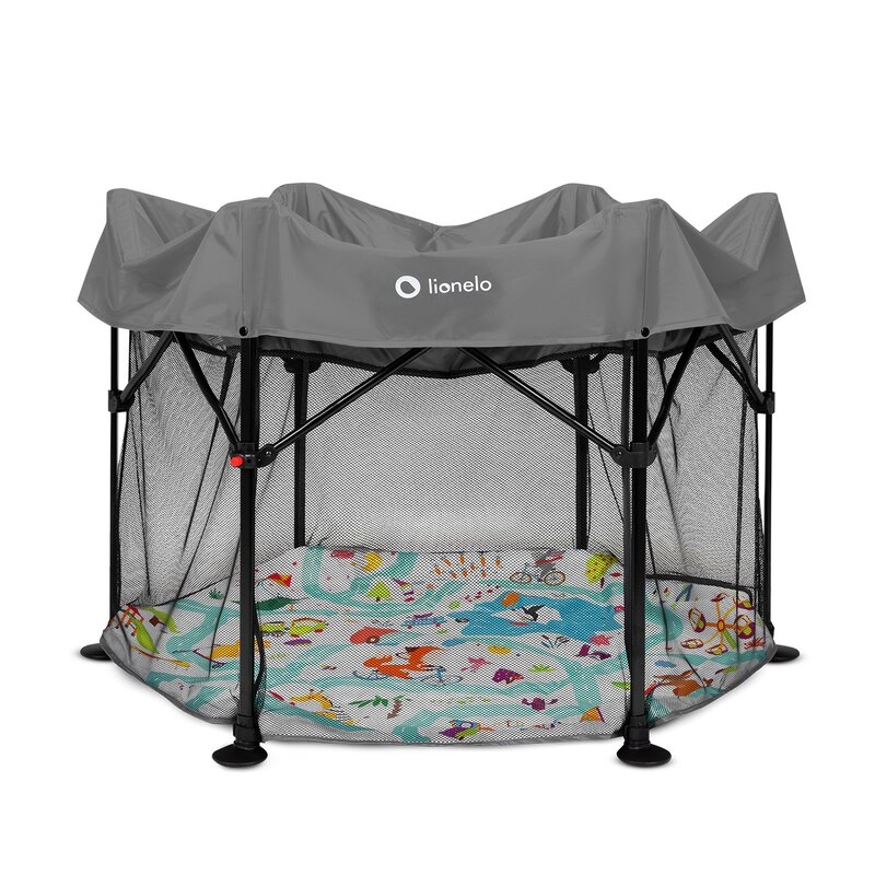 Lionelo - Tarc de joaca Roel, Pliere ultra-compacta, Conform cu standardul europeane de securitate EN12227, Multicolor