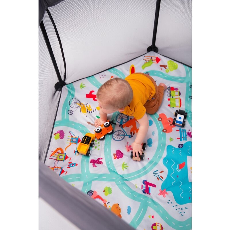 Lionelo - Tarc de joaca Roel, Pliere ultra-compacta, Conform cu standardul europeane de securitate EN12227, Multicolor