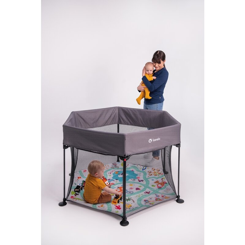 Lionelo - Tarc de joaca Roel, Pliere ultra-compacta, Conform cu standardul europeane de securitate EN12227, Multicolor