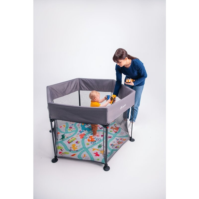 Lionelo - Tarc de joaca Roel, Pliere ultra-compacta, Conform cu standardul europeane de securitate EN12227, Multicolor