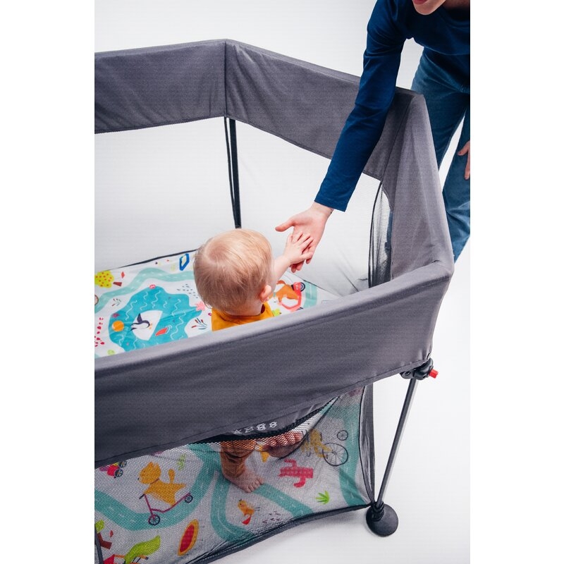 Lionelo - Tarc de joaca Roel, Pliere ultra-compacta, Conform cu standardul europeane de securitate EN12227, Multicolor