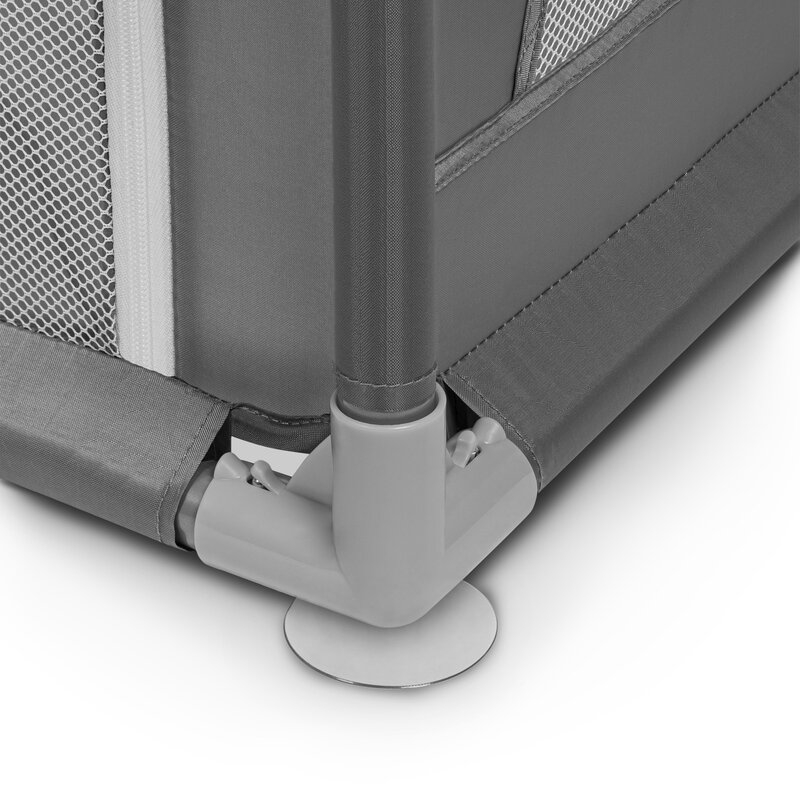 Lionelo - Tarc de joaca Willow, Pliere compacta, Include sacosa depozitare, Din plasa, Cu doua intrari laterale, Cu fermoar, Cu ventuze, Gri
