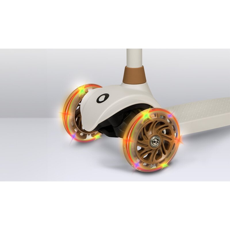 Lionelo - Trotineta pentru copii, Jessy, Pliabila, Pana la 50 Kg, Cu design ergonomic, Cu lumini LED, 56 x 26 x 67-82 cm, 3 ani+, Maro