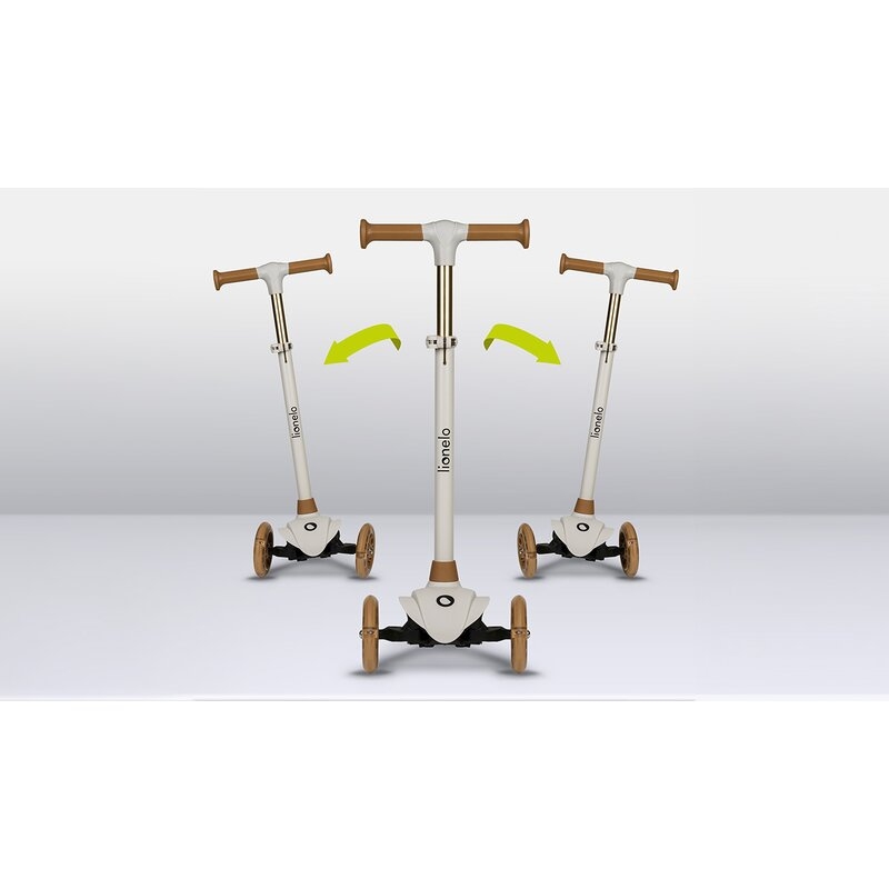 Lionelo - Trotineta pentru copii, Jessy, Pliabila, Pana la 50 Kg, Cu design ergonomic, Cu lumini LED, 56 x 26 x 67-82 cm, 3 ani+, Maro