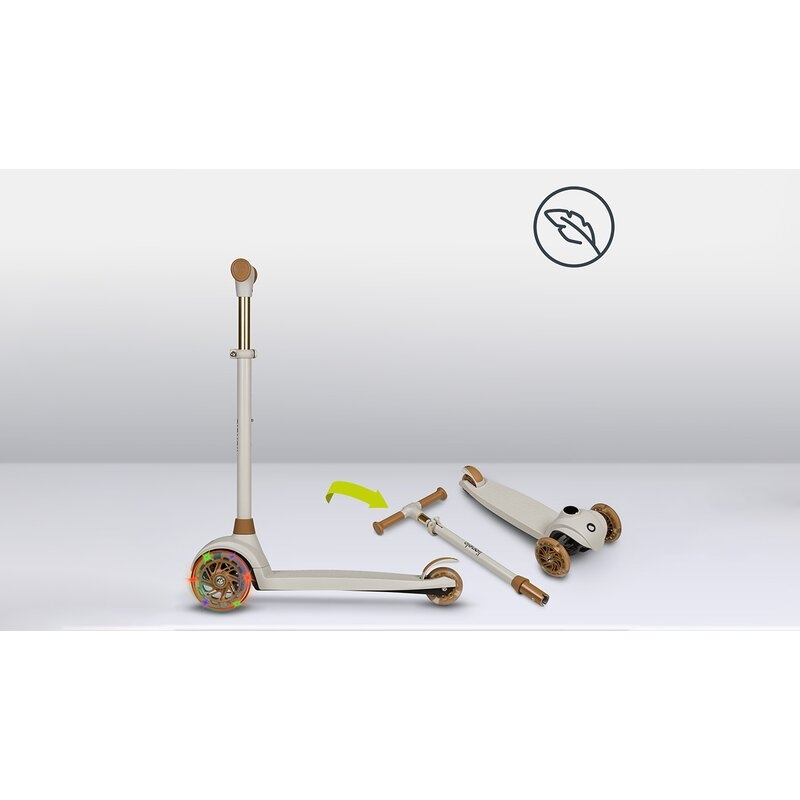 Lionelo - Trotineta pentru copii, Jessy, Pliabila, Pana la 50 Kg, Cu design ergonomic, Cu lumini LED, 56 x 26 x 67-82 cm, 3 ani+, Maro