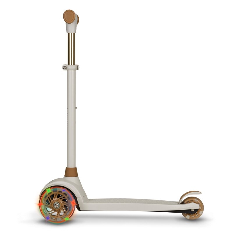 Lionelo - Trotineta pentru copii, Jessy, Pliabila, Pana la 50 Kg, Cu design ergonomic, Cu lumini LED, 56 x 26 x 67-82 cm, 3 ani+, Maro