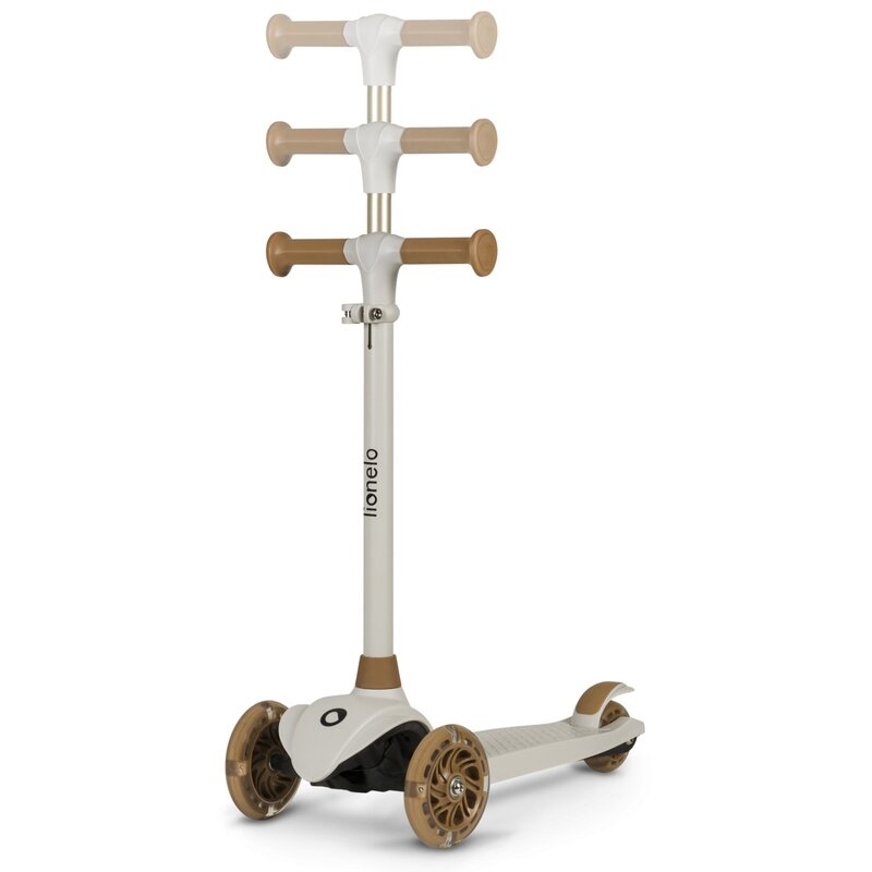Lionelo - Trotineta pentru copii, Jessy, Pliabila, Pana la 50 Kg, Cu design ergonomic, Cu lumini LED, 56 x 26 x 67-82 cm, 3 ani+, Maro