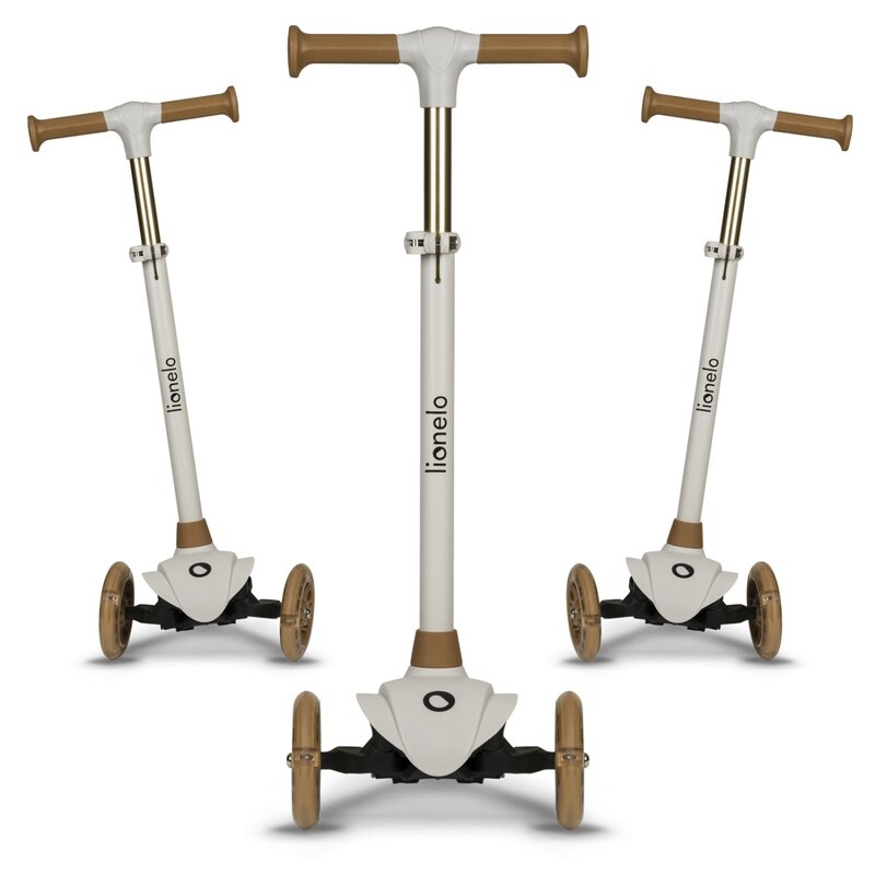 Lionelo - Trotineta pentru copii, Jessy, Pliabila, Pana la 50 Kg, Cu design ergonomic, Cu lumini LED, 56 x 26 x 67-82 cm, 3 ani+, Maro