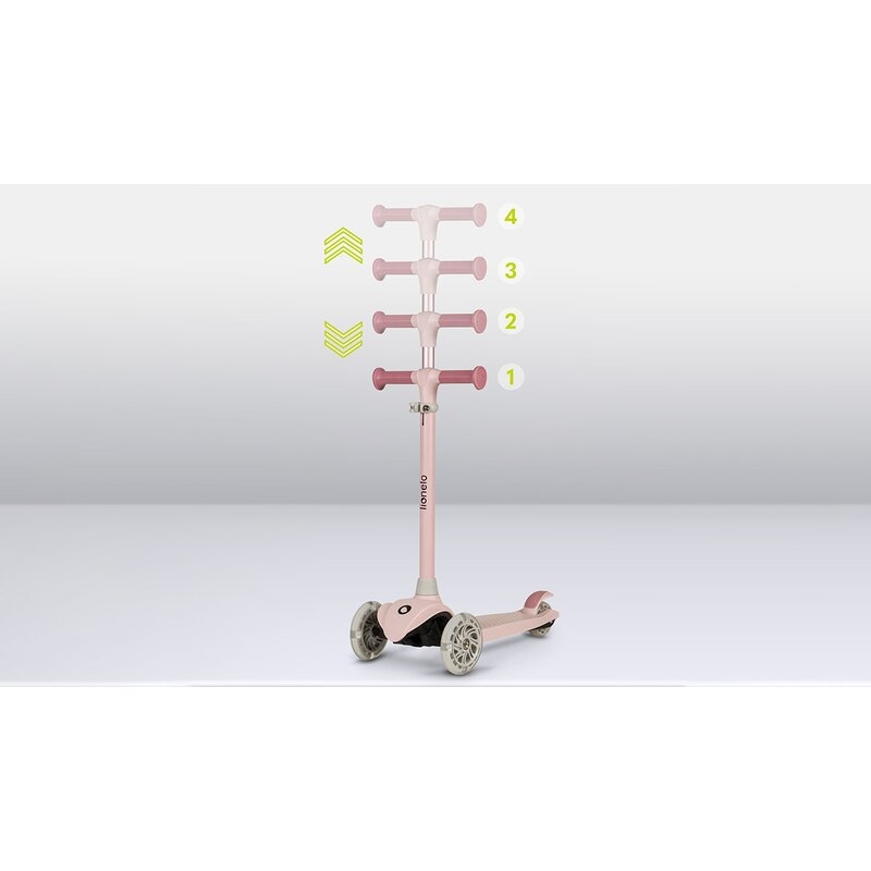 Lionelo - Trotineta pentru copii, Jessy, Pliabila, Pana la 50 Kg, Cu design ergonomic, Cu lumini LED, 56 x 26 x 67-82 cm, 3 ani+, Roz
