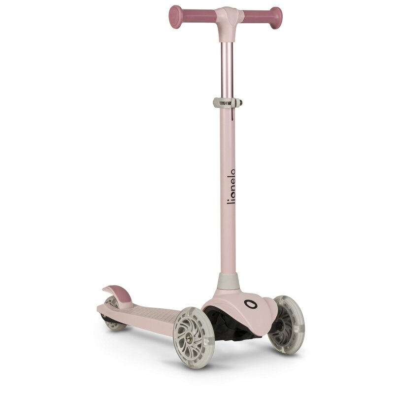 Lionelo - Trotineta pentru copii, Jessy, Pliabila, Pana la 50 Kg, Cu design ergonomic, Cu lumini LED, 56 x 26 x 67-82 cm, 3 ani+, Roz