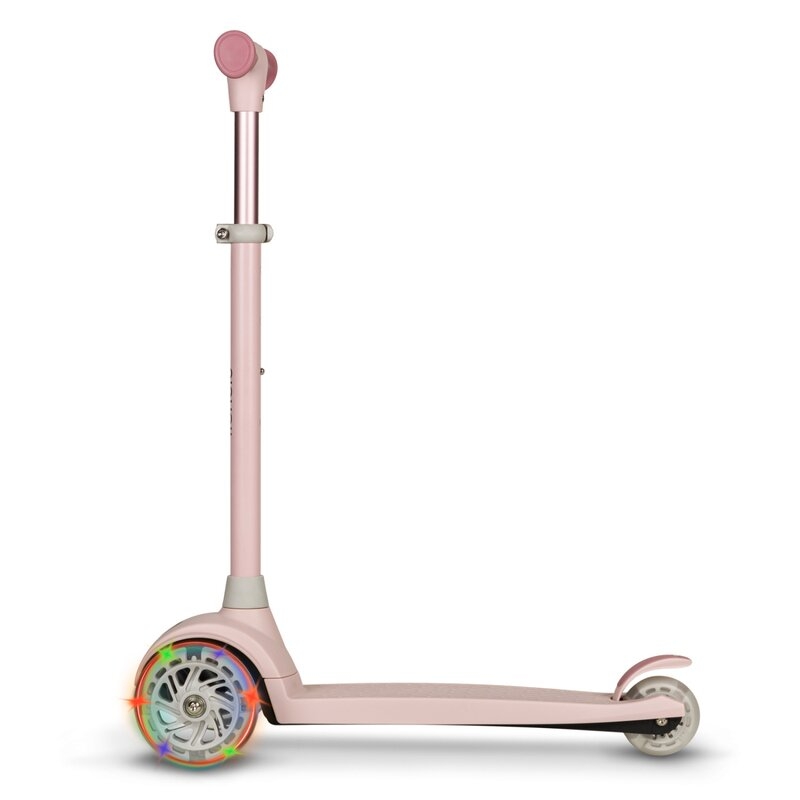 Lionelo - Trotineta pentru copii, Jessy, Pliabila, Pana la 50 Kg, Cu design ergonomic, Cu lumini LED, 56 x 26 x 67-82 cm, 3 ani+, Roz